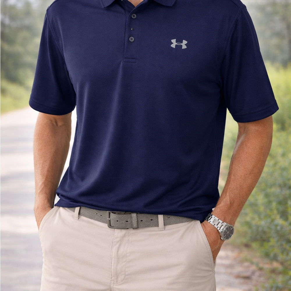 Under Armour HeatGear Polo Navy Blue Loose‎ Fit-size medium